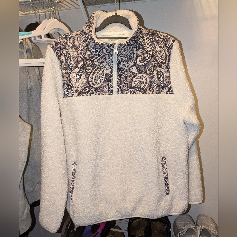 Vera Bradley Cream and Black Half Zip Fleece